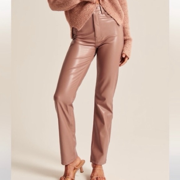 Abercrombie curve love high rise 90s straight leather pants - Picture 2 of 7